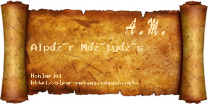 Alpár Mátyás névjegykártya