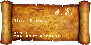 Alpár Mátyás névjegykártya